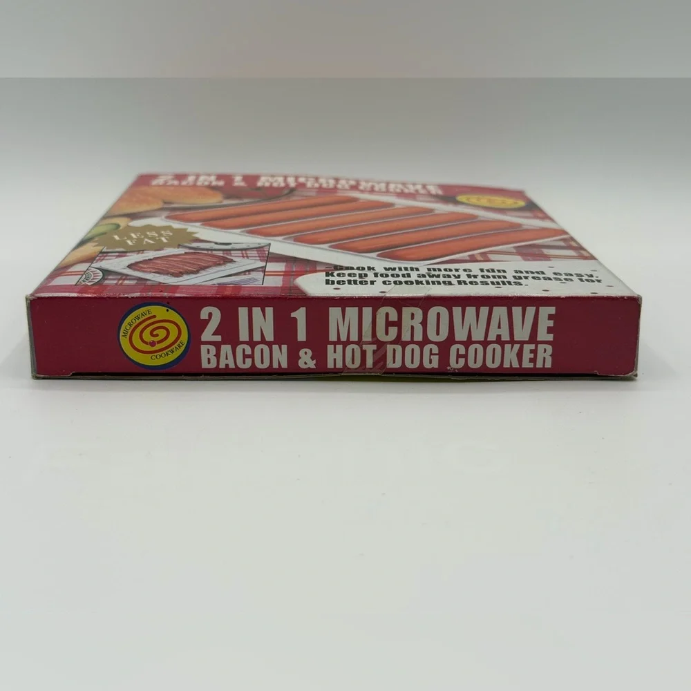 2-in-1 White Microwave Bacon & Hot Dog Cooker - New Open Box